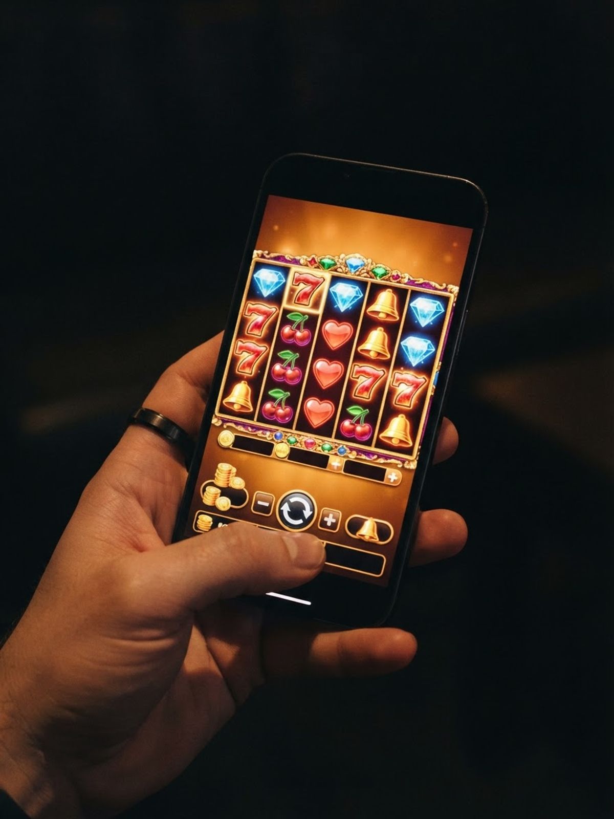 Téléphone mobile affichant des jeux de casino